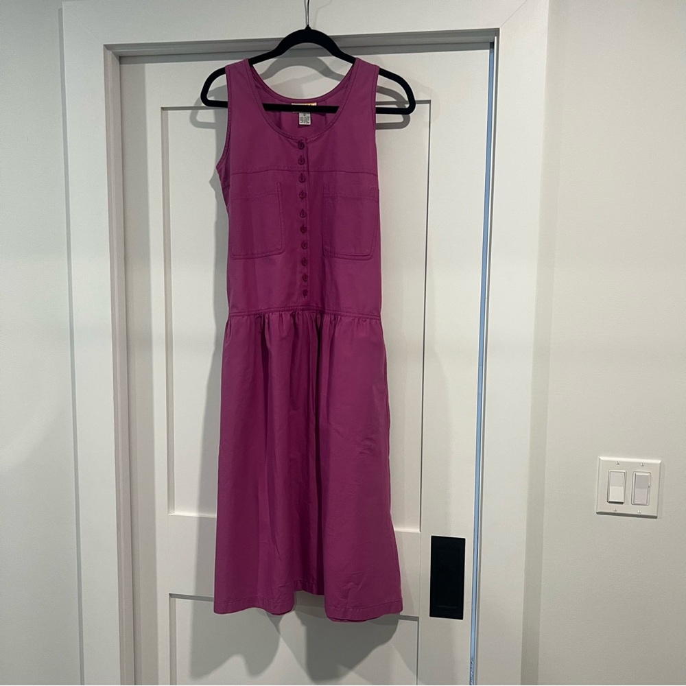VICTORIA 100% Cotton Purple Dress Sleeveless W Pockets Women's Size Small